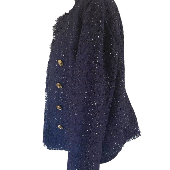 Alythea Tweed Midnight Blue Blazer with Gold Buttons - Picture 2 of 5